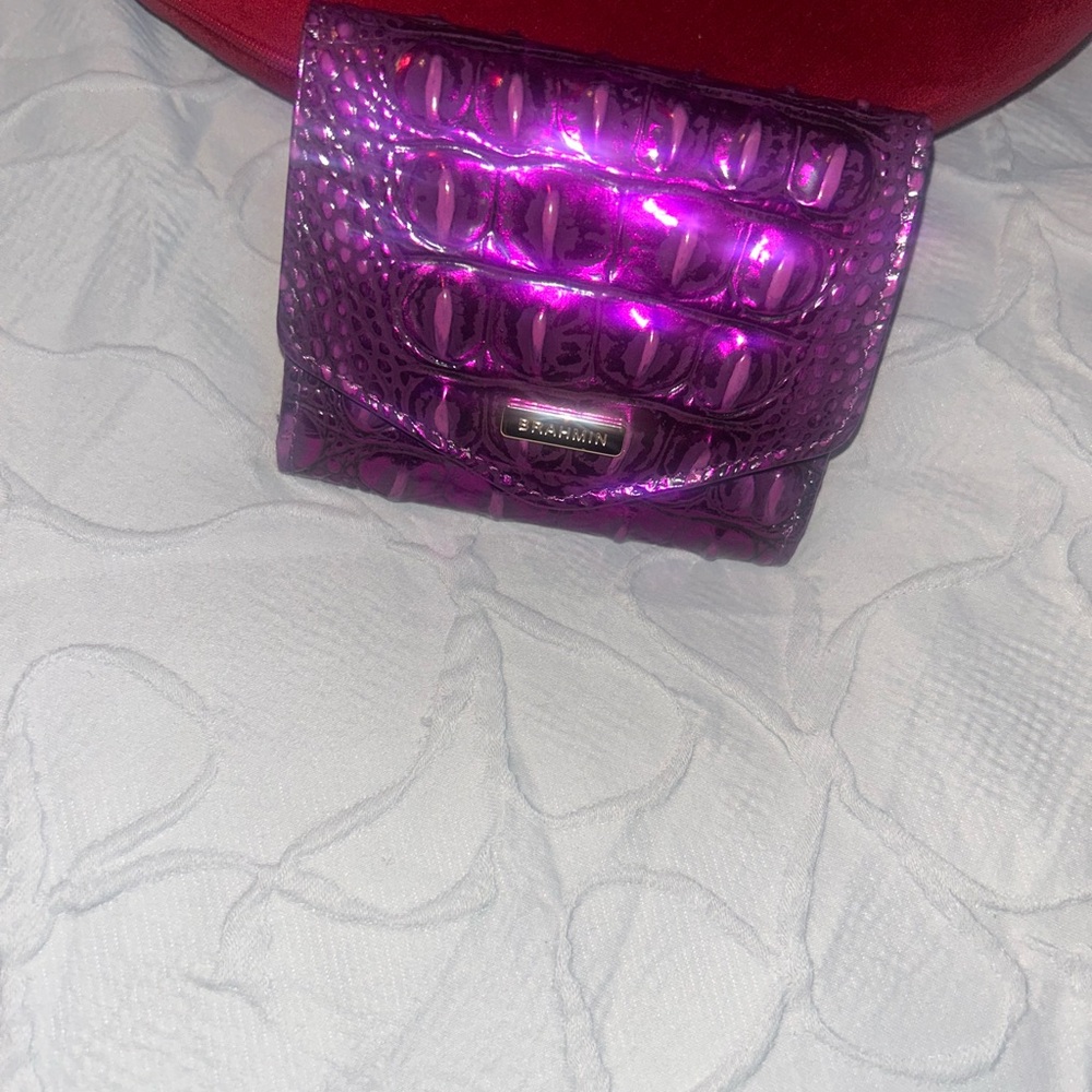 Brahmin Purple Wallet with Shimmering Texture